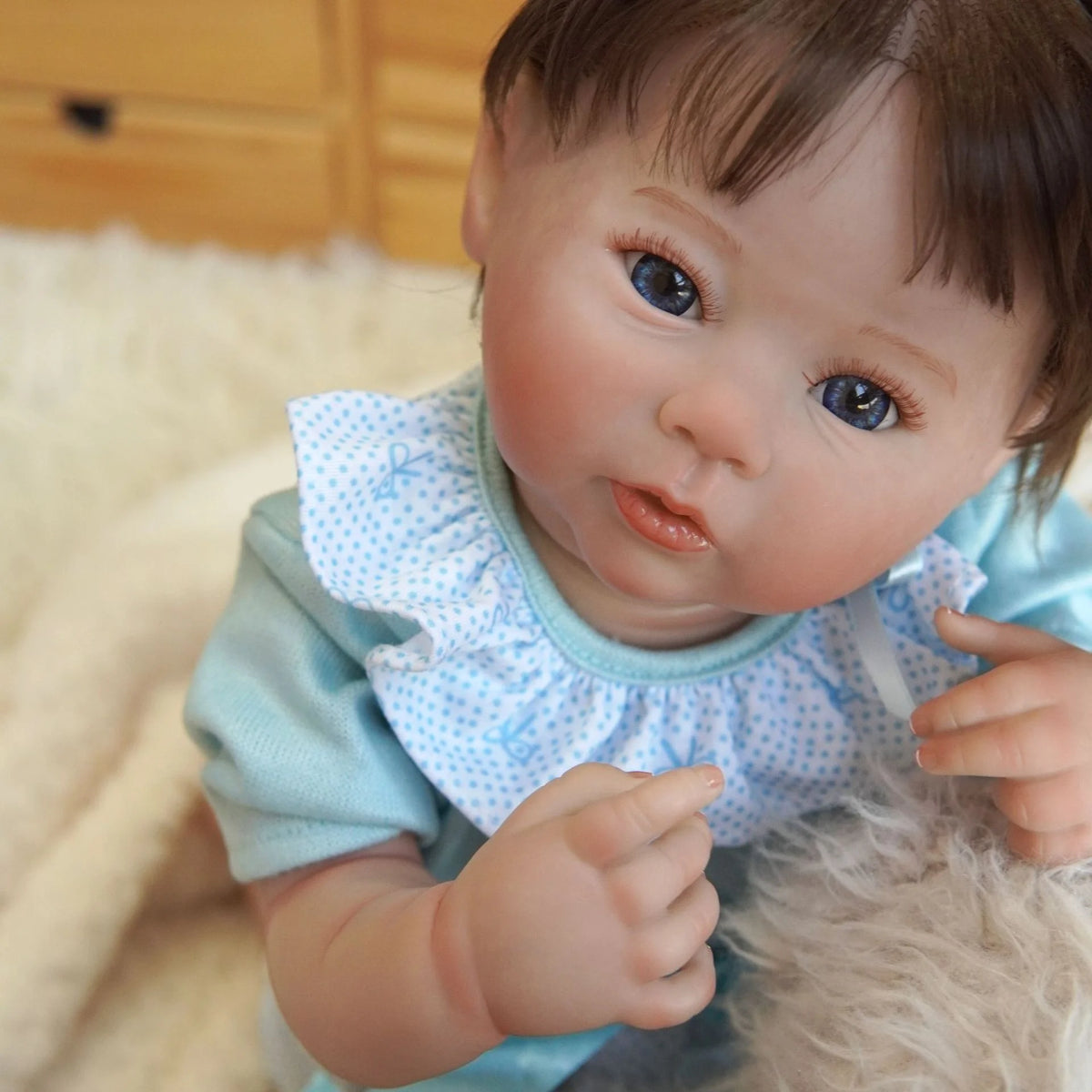 Reborn Baby Doll Girl 48 cm (19 in) Realistic Bathable Silicone Baby Doll with Blue Eyes