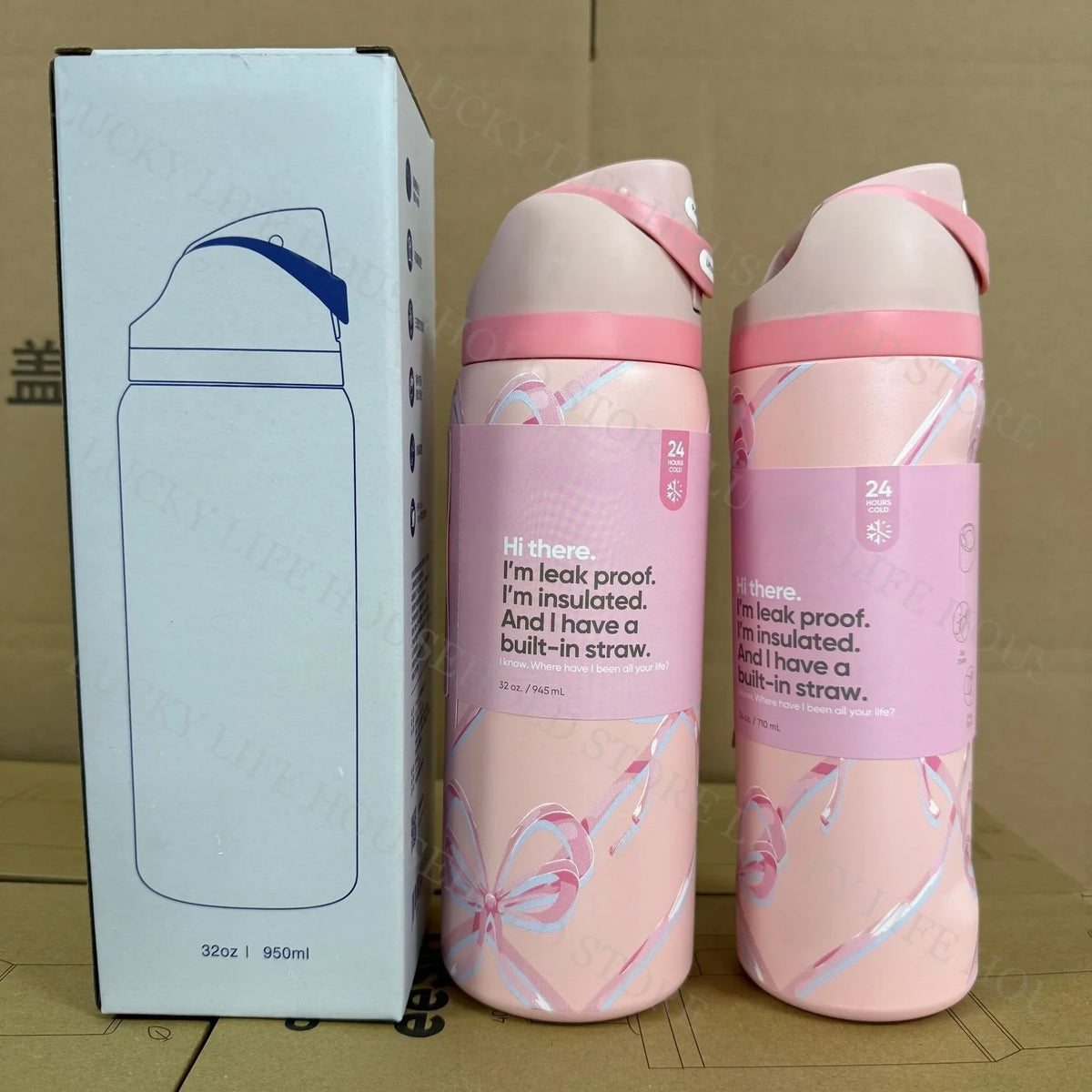32oz (946ml) Stainless Steel Insulated Sports Water Bottle – Portable Vacuum Thermos, Football/Soccer Design