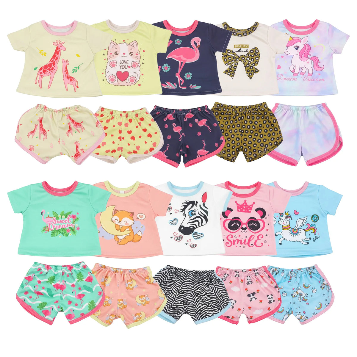 Cute Printed T-Shirt Top for 18-Inch (45.7 cm) & 43 cm Dolls, Short Doll Tee