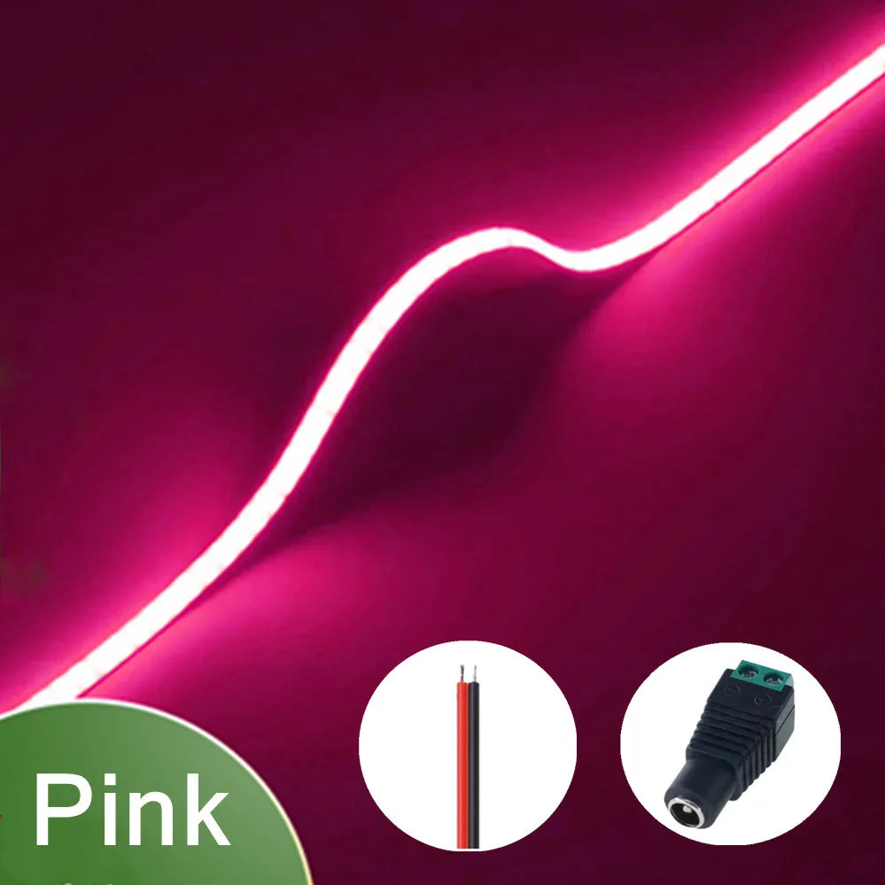 3mm (0.12in) Ultra-Thin COB LED Strip Light 12V – 400 LEDs/m Dimmable High-Density Flexible Tape, 3000K/4000K/6000K & Multicolor