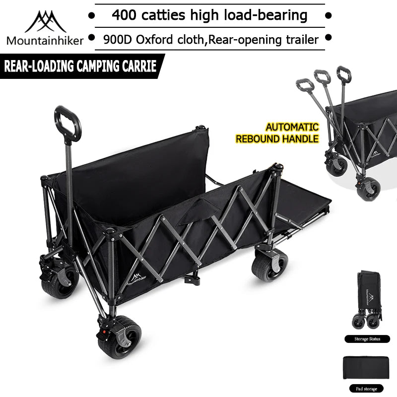 240L (63.4 gal) Camping Handcart Wagon – 900D Oxford Fabric & Iron Frame, Foldable Utility Cart, 2 Colors