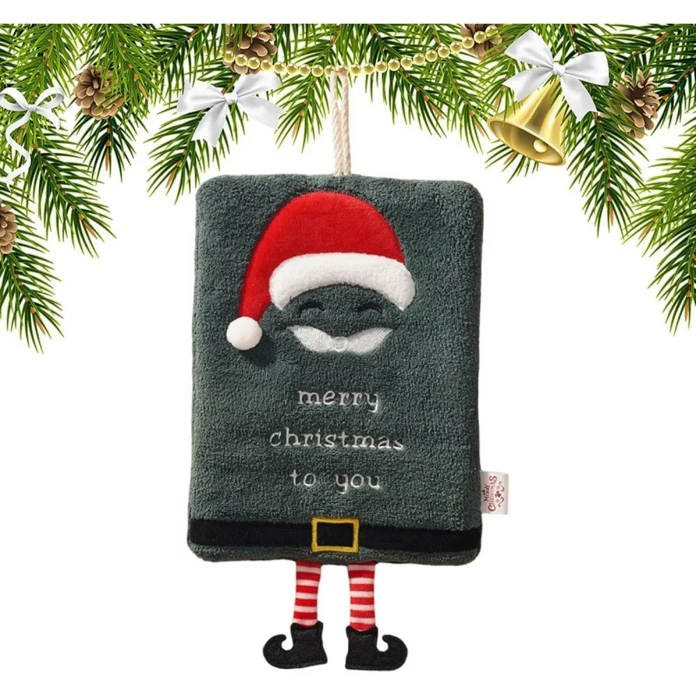 Christmas Hanging Coral Fleece Hand Towel - Thick, Absorbent & Quick-Dry Cartoon Kitchen Towel