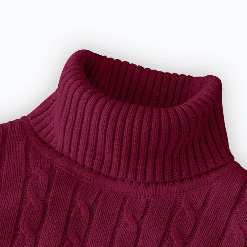Men's High Neck Turtleneck Knit Sweater Pullover - Warm Argyle Casual Winter Top