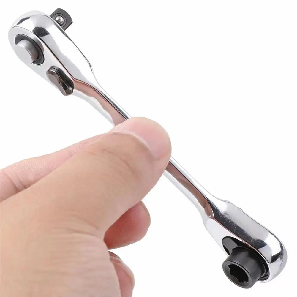 Mini 1/4 in (6.35 mm) 2-in-1 Ratchet Wrench Double-Ended Quick Socket Hex Driver