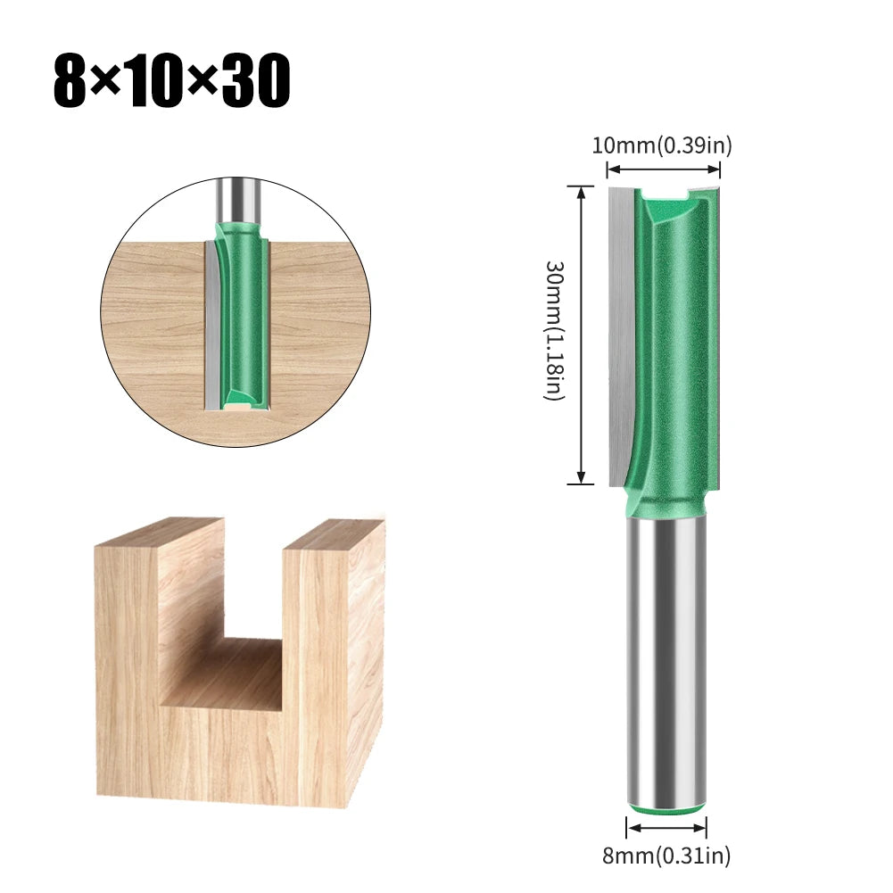 Tungsten Carbide Router Bit 3-20mm (0.12-0.79 in) Diameter, 8mm (0.315 in) Shank, Single/Double Flute Straight Bit for Woodworking