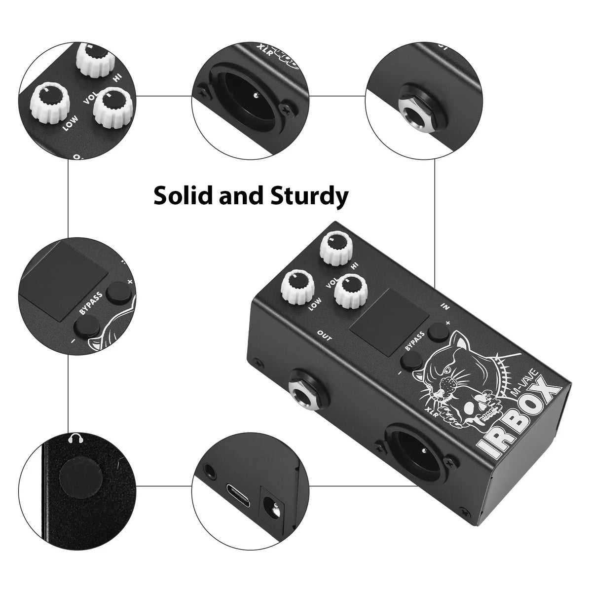 Guitar IR Box Effects Pedal - IR Cab Impulse Response Speaker Simulator with XLR & 6.35mm I/O, 32 Presets, True Bypass