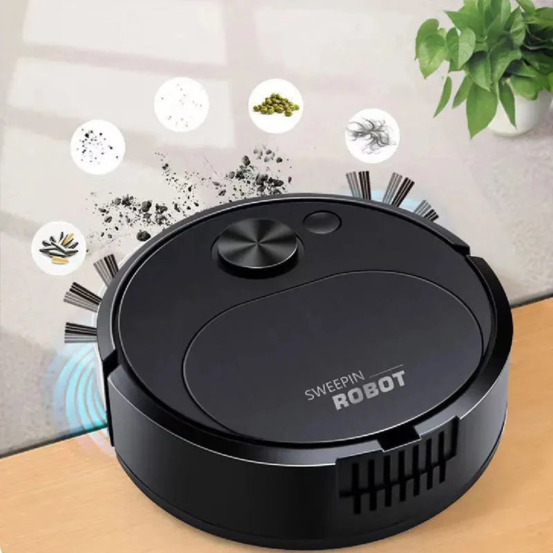 3-in-1 Mini Robot Vacuum Cleaner with Mopping & USB Charging 1500Pa Smart Wireless Floor Sweeper for Home & Office