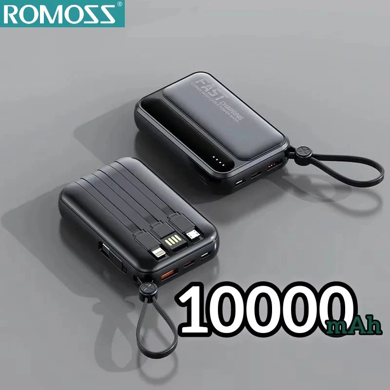 4-in-1 Portable Power Bank with Built-In Cables & LED Digital Display — 10,000/30,000/50,000mAh, 120W Fast Charge
