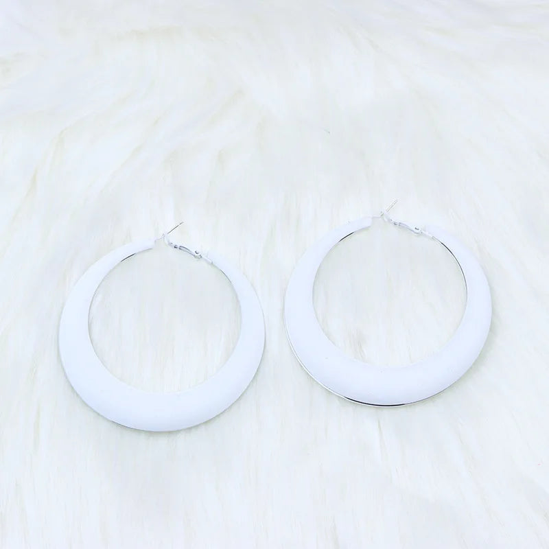 Oversize Red & Blue Metal Hoop Earrings for Women – 72mm (2.83 in) Round Statement Hoops