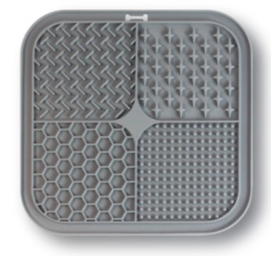 Silicone Pet Licking Mat with Suction Cup – 4-Section Slow Feeder for Dogs & Cats, 7.87 x 7.87 in (20 x 20 cm)