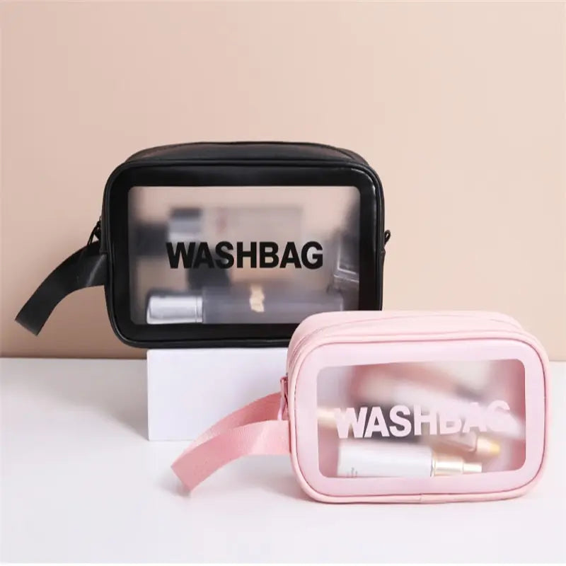 Large Transparent Waterproof Travel Makeup Bag – Clear Cosmetic Organizer 30 x 10 x 21 cm (11.8 x 3.9 x 8.3 in) Zipper Pouch for Women
