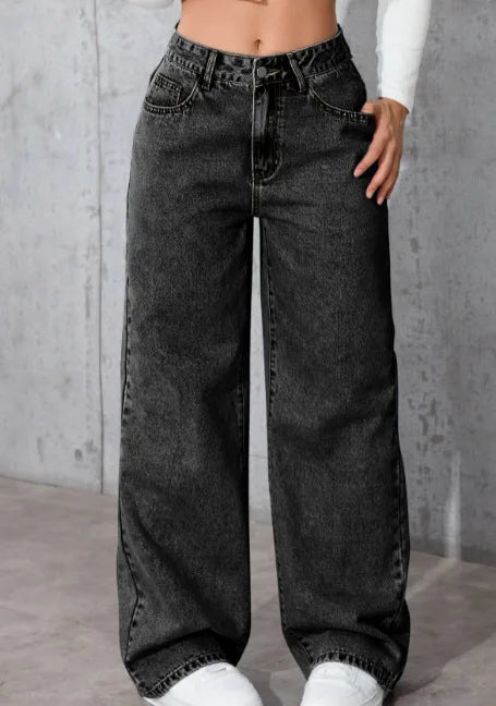 Women's High-Waist Wide-Leg Jeans S-5XL - Plus Size Straight-Leg Loose Casual Pants