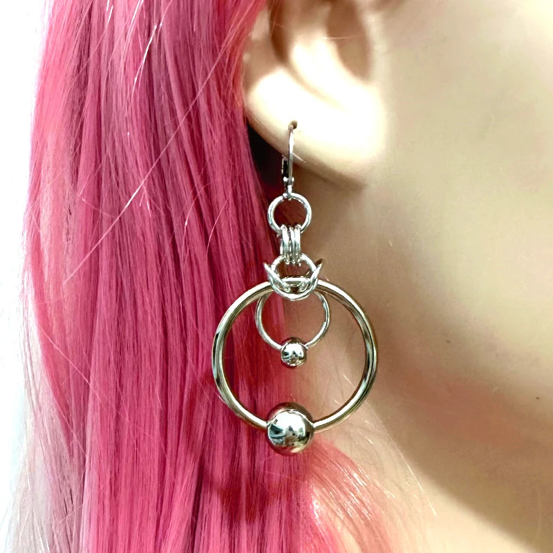 Gothic Circle Drop Earrings for Women - Punk Geometric Grunge Korean Fashion Jewelry