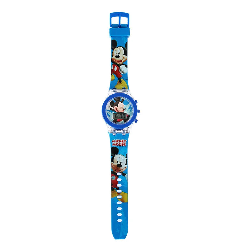 Kids LED Light-Up Digital Watch – 36mm Case, Cartoon Characters, 3BAR Water Resistant, Soft Rubber Strap