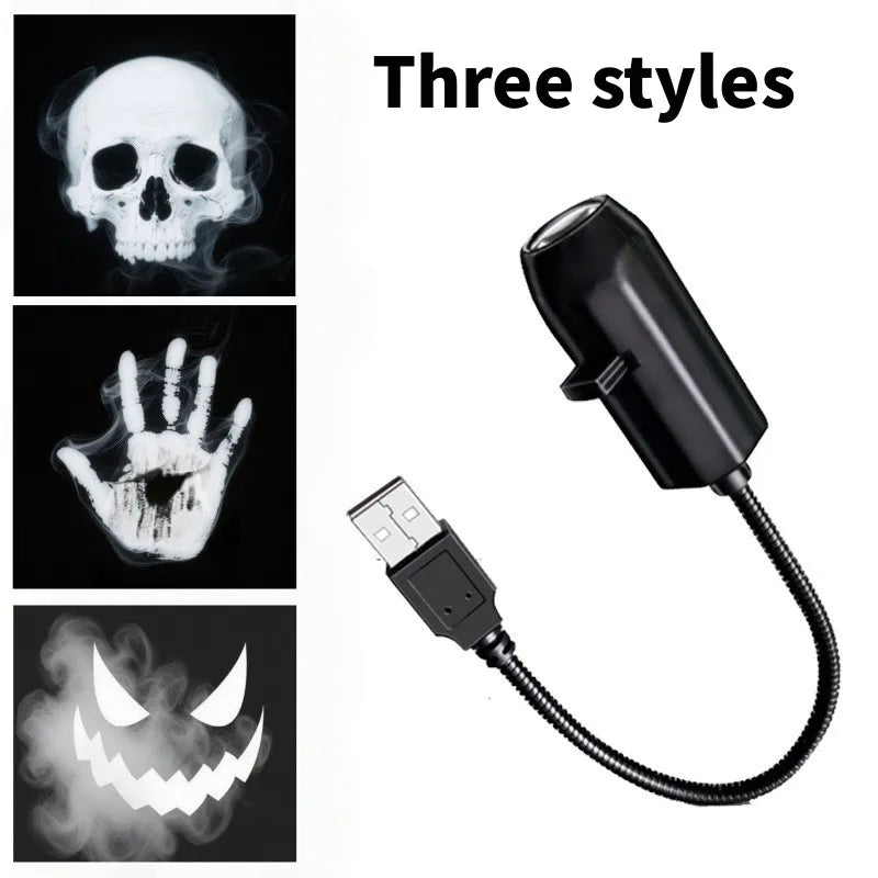 USB LED Halloween Projector Light — Switchable Ghost & Skull Night Lamp for Ceiling, Wall & Window Decor