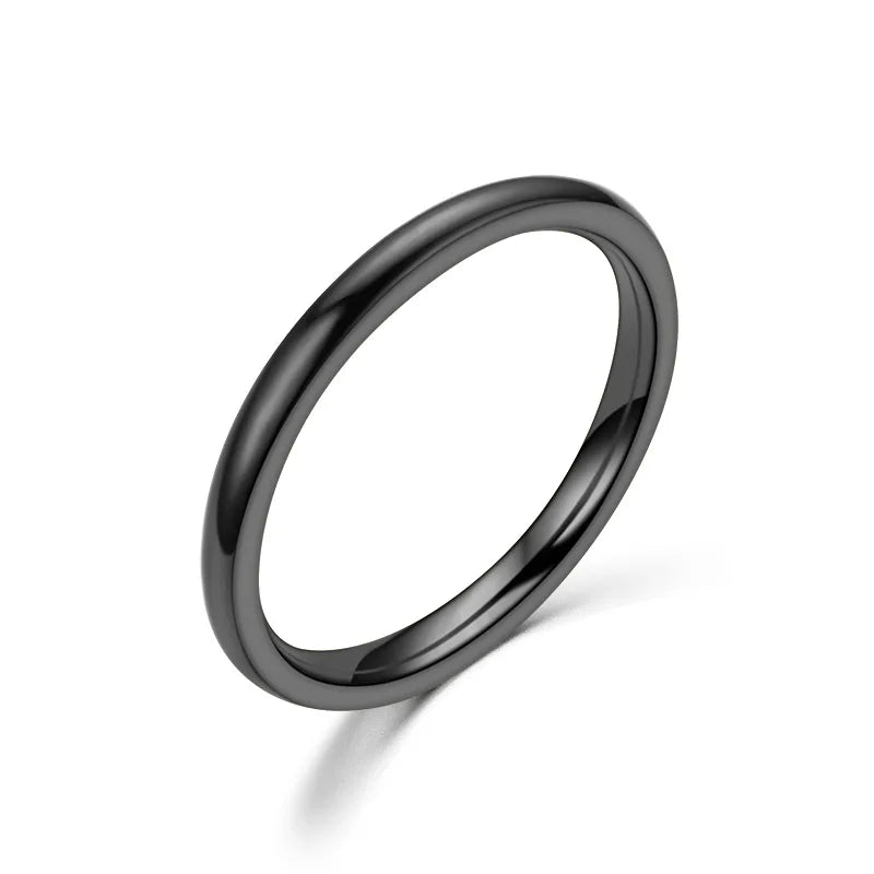 2mm (0.08 in) Rose Gold Stainless Steel Thin Band - Minimal Stackable Women's Wedding Ring Gift