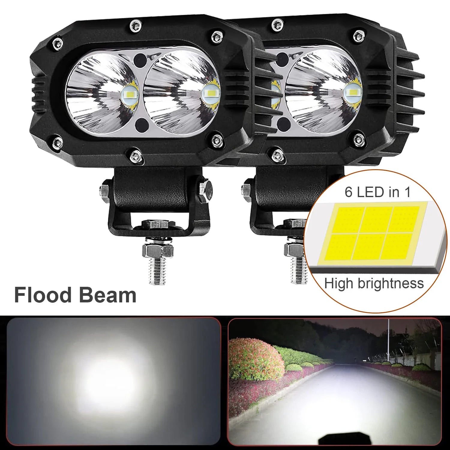 4 in (100 mm) LED Pod Light - Combo Spot + Flood Beam 9-30V Driving Work Fog Light for Car Motorcycle ATV UTV SUV Off-Road 4x4 Boat Truck