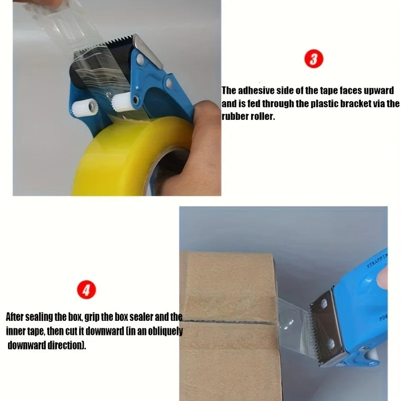 Handheld Metal Packing Tape Dispenser – Heavy-Duty 6 cm (2.36 in) Wide Shipping Tape Cutter, Reusable & Replaceable