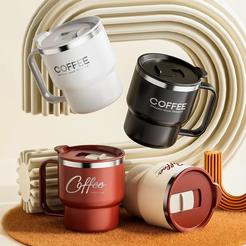 400ml (13.5oz) Double-Layer Insulated 304 Stainless Steel Coffee Mug – Sealed Travel Tumbler for Hot & Cold Drinks