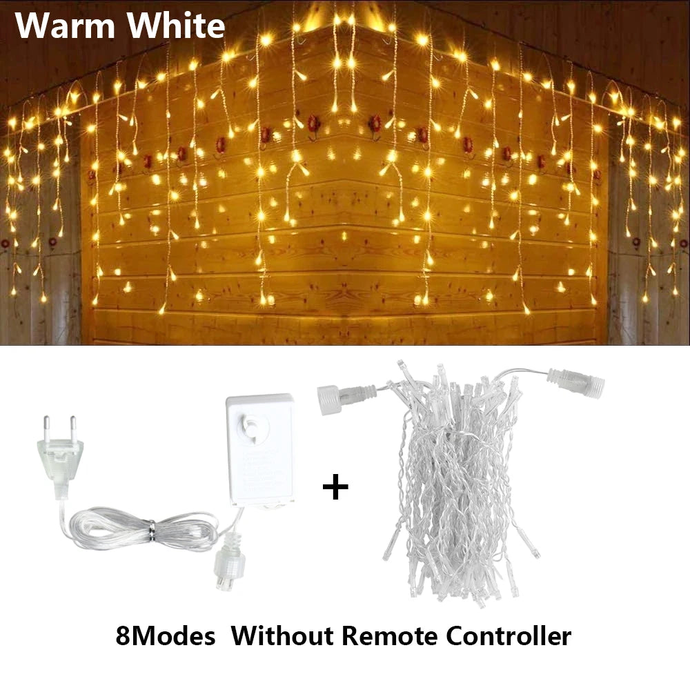 LED Icicle Curtain Fairy Lights – 3.5m to 40m (11.5–131 ft) Waterproof String Lights for Christmas, Wedding & Party Indoor Outdoor