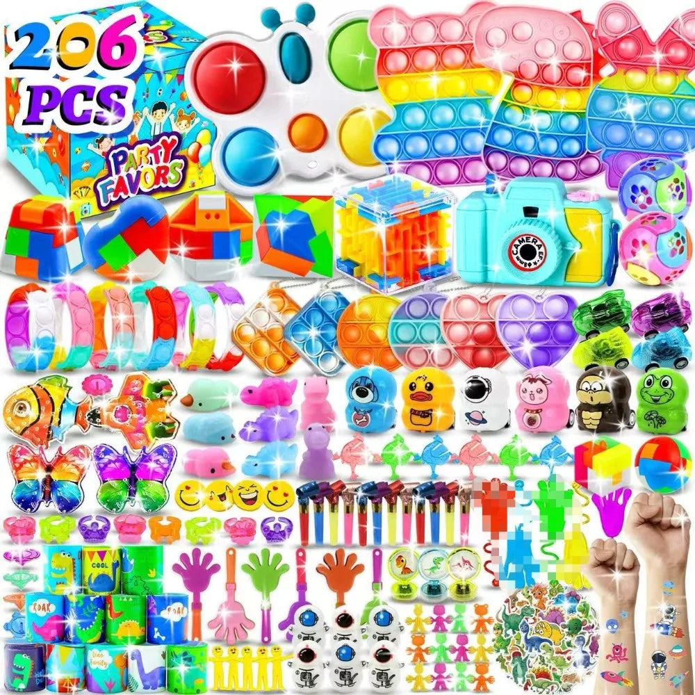 206-Piece Boxed Party Favor Set for Birthday, Wedding, Christmas & Classroom Prizes