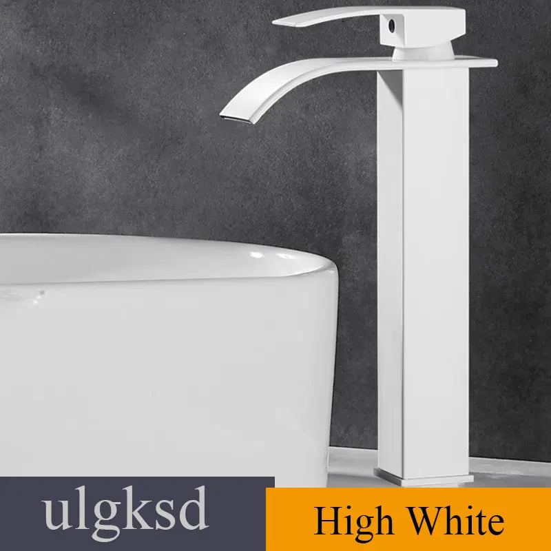 Waterfall Basin Faucet - Single Handle Deck-Mounted Mixer Tap for Bathroom Sink (Hot & Cold)