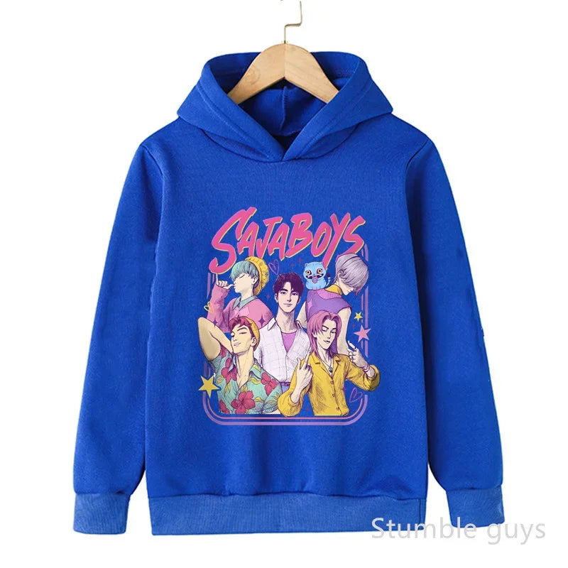 Kids Anime Demon Hunters Hoodie - K-Pop Style Warm Casual Sweatshirt for Boys & Girls