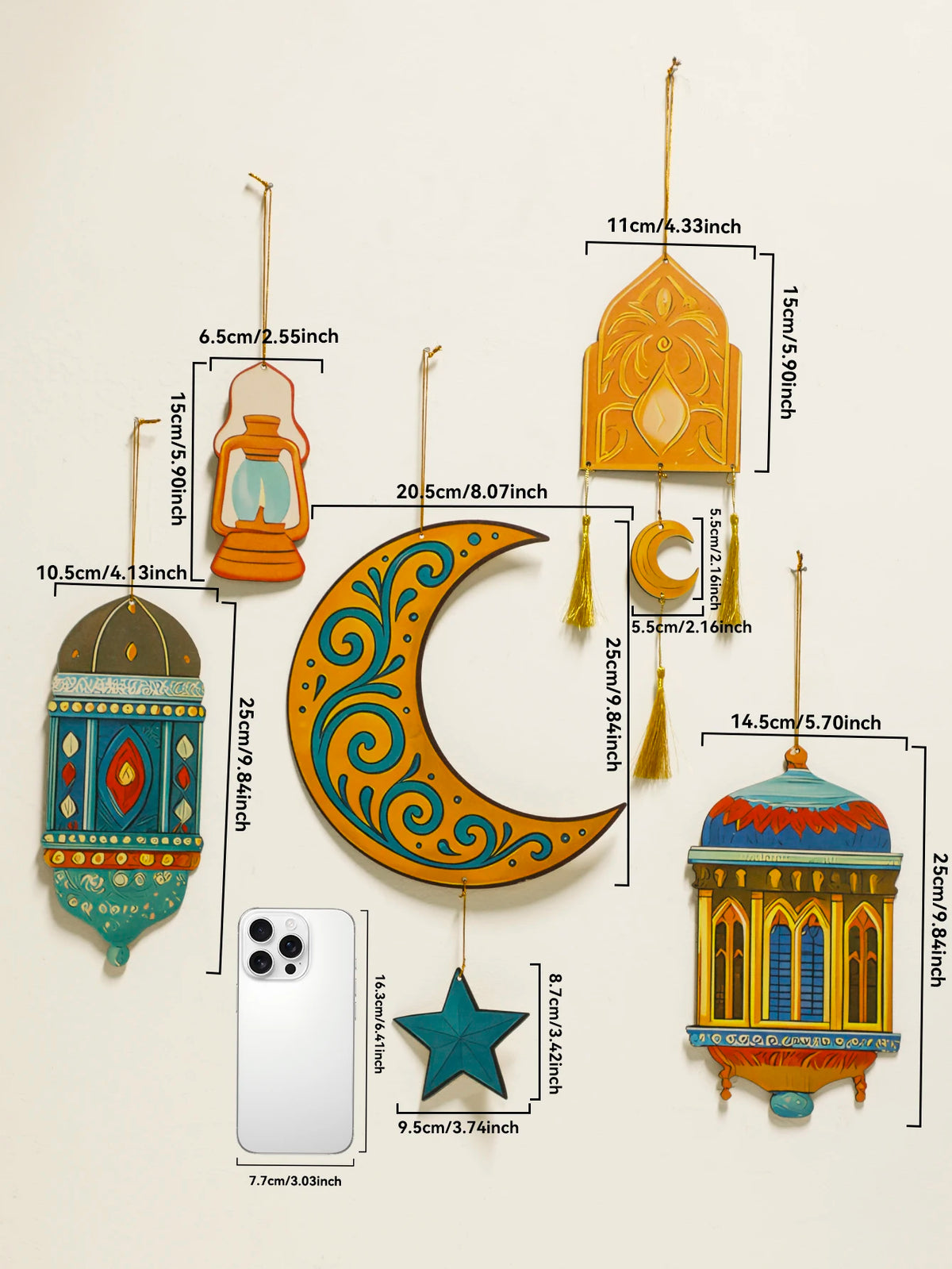 Ramadan Moon and Star Lantern Wall Decor with Tassel – Eid Mubarak Hanging Ornament for Muslim Festival Home Gift