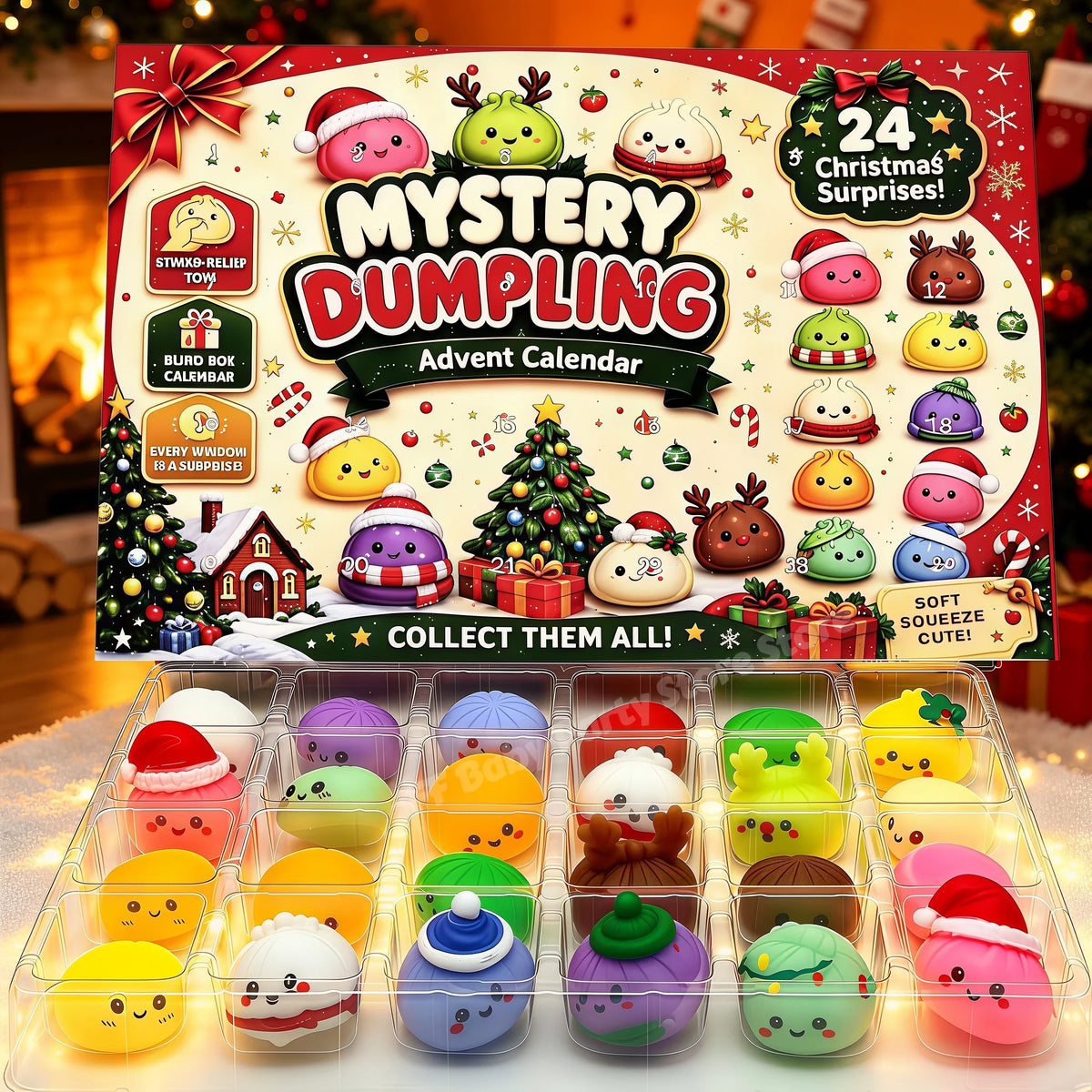 24-Piece Dumpling Squishy Advent Calendar – Slow-Rising 24-Day Christmas Fidget Countdown Gift
