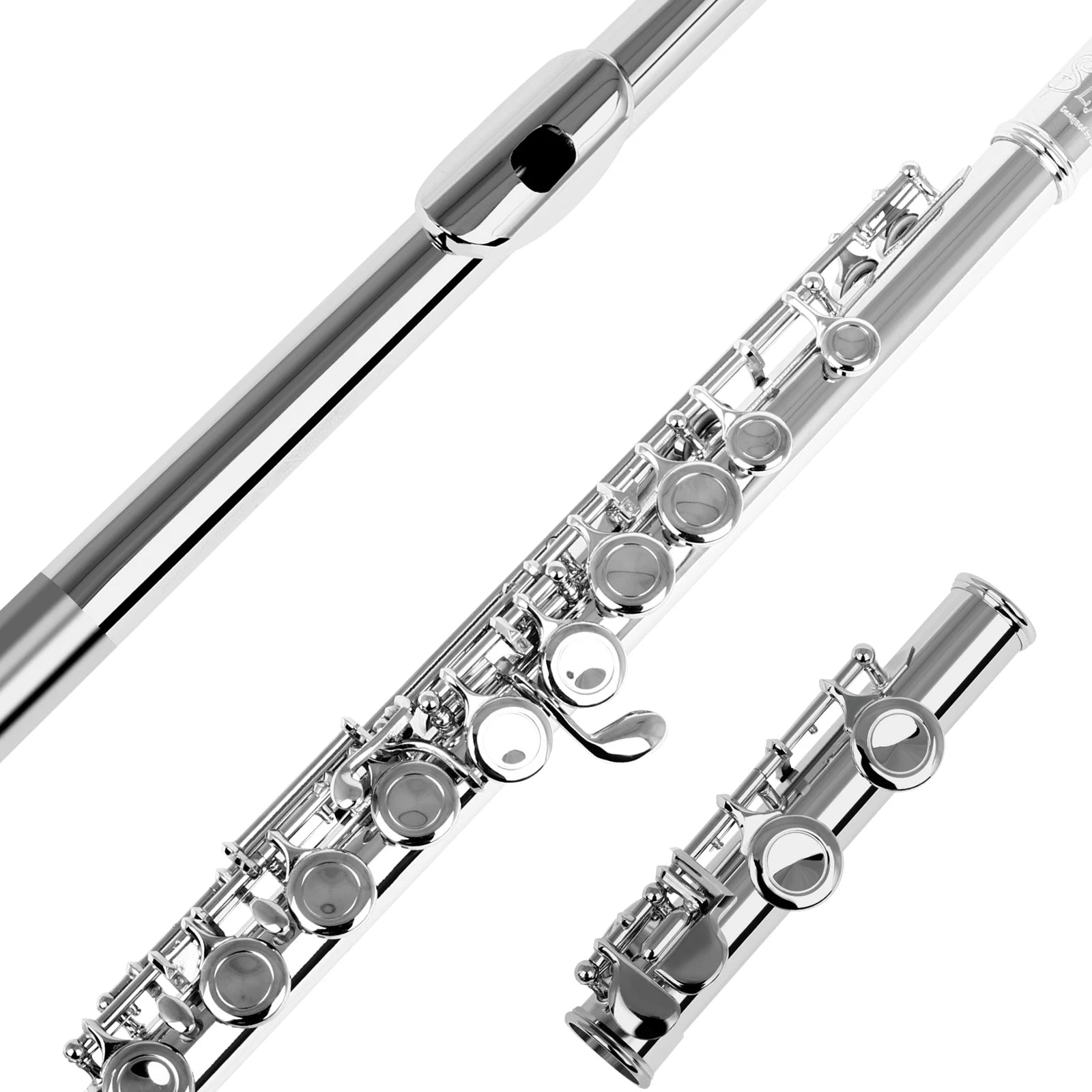 Professional 16-Key Closed-Hole C Transverse Flute – Silver-Plated Nickel-Silver Keys, Case & Cleaning Kit