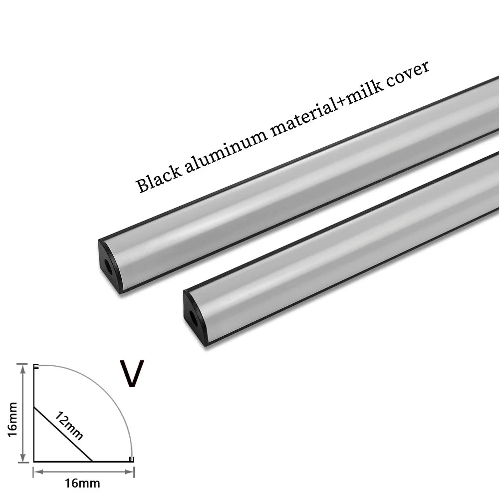 LED Aluminum Profile Channel with Black PC Cover U/V Shape 0.5m (50cm / 19.7in) 1–30 Pack Fits 8–12mm LED Light Strips