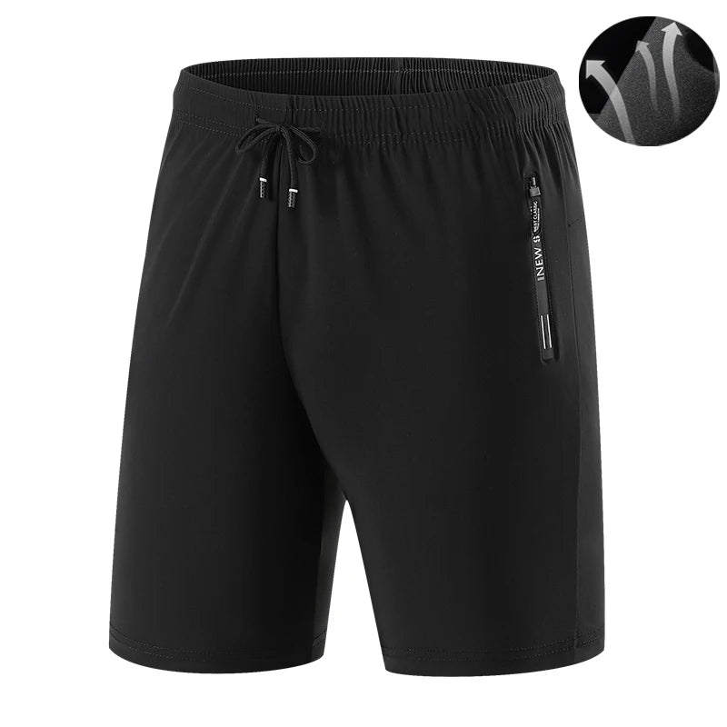 Men's Quick-Dry Summer Running Shorts with Zipper Pockets - Gym & Jogging Sport Shorts (Black, Dark Gray, Dark Blue)