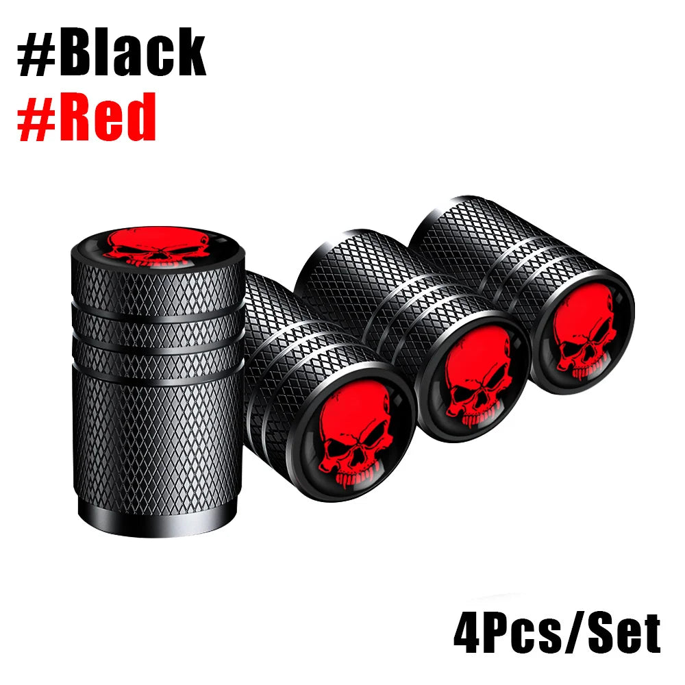 4-Pack Aluminum Tire Valve Stem Caps — Universal Dustproof Air Valve Caps for Car, Bike & Motorcycle