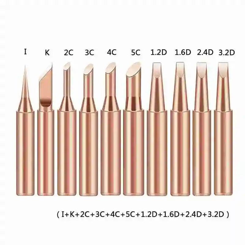 10-Piece Copper-Plated Soldering Iron Tips Set – High-Temperature Welding Tips for Electric Soldering Irons