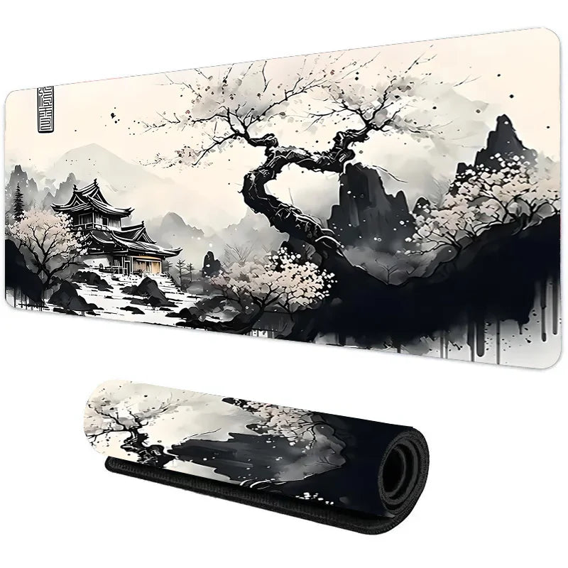 Sakura Cherry Blossom XXL Extended Gaming Desk Mat – 39.4 x 19.7 x 0.12 in (1000 x 500 x 3 mm) Keyboard & Mouse Pad, Non-Slip Stitched Edge