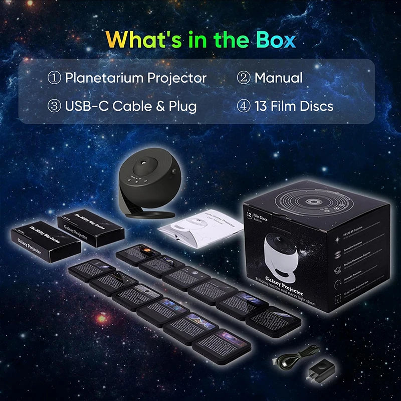 LED Galaxy Star Projector 13-in-1 Planetarium Night Light 360° Rotating for Bedroom & Gift