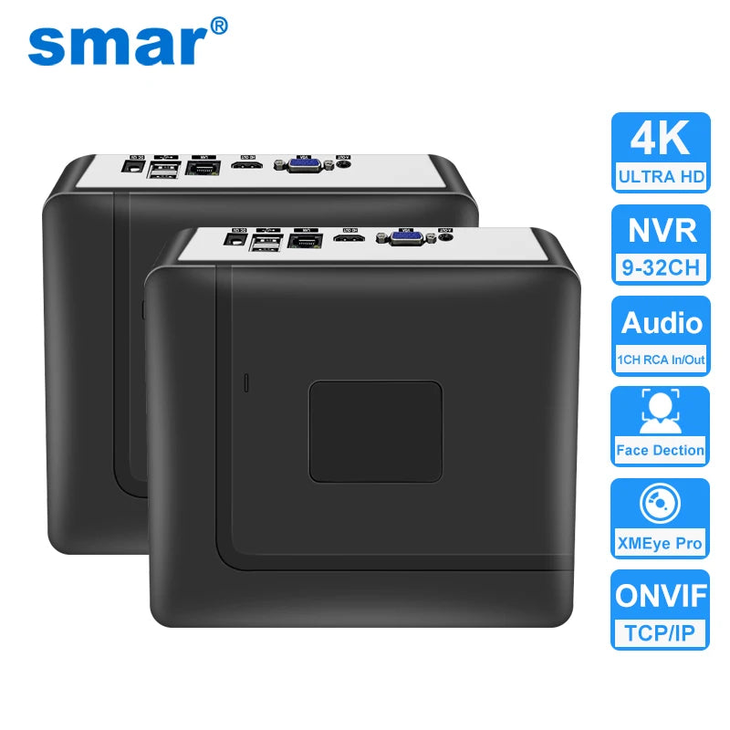 H.265 4K NVR Network Video Recorder – 9/10/16/32-Channel, Face Detection, Motion Alert, P2P & ONVIF Compatible