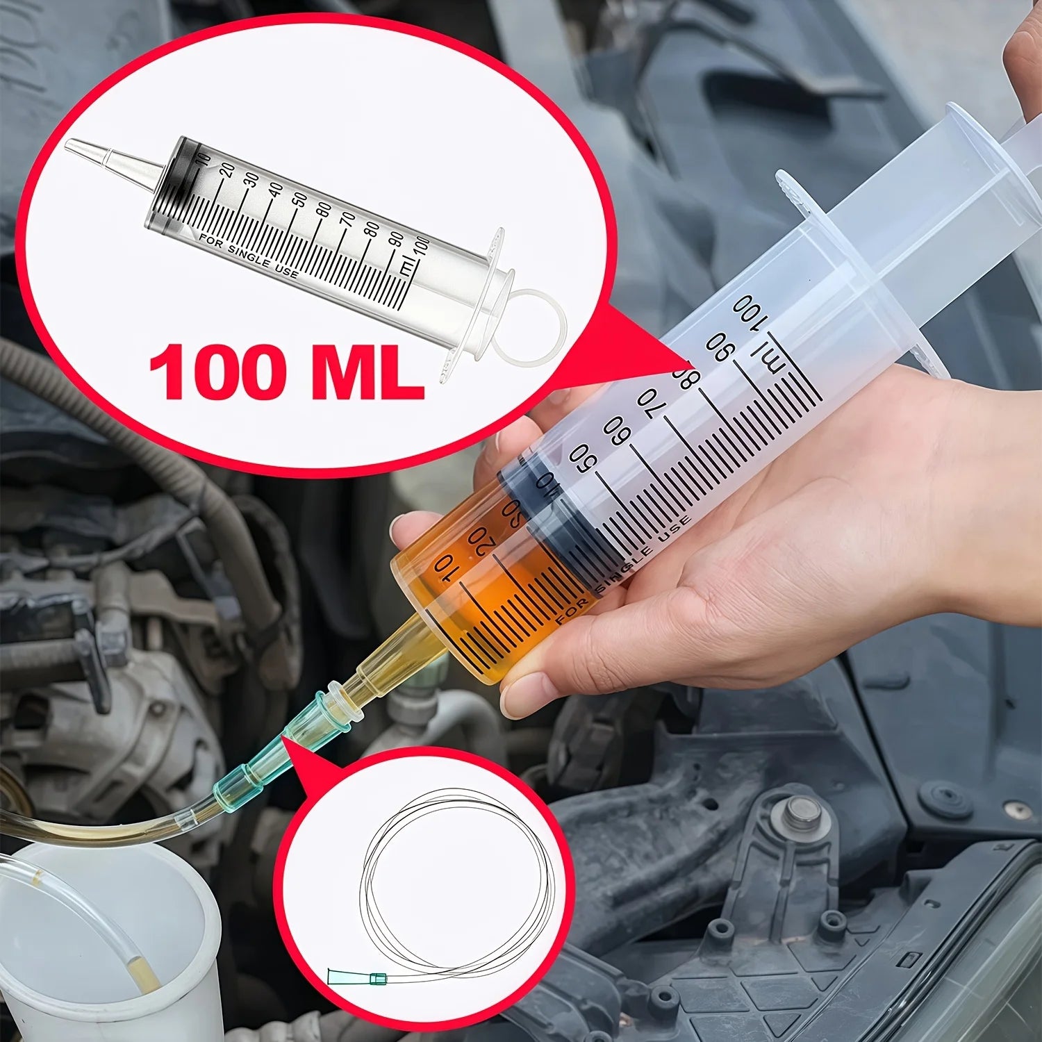 Car Fluid Suction & Injection Syringe Kit – Extractor and Injector for Auto Fluids