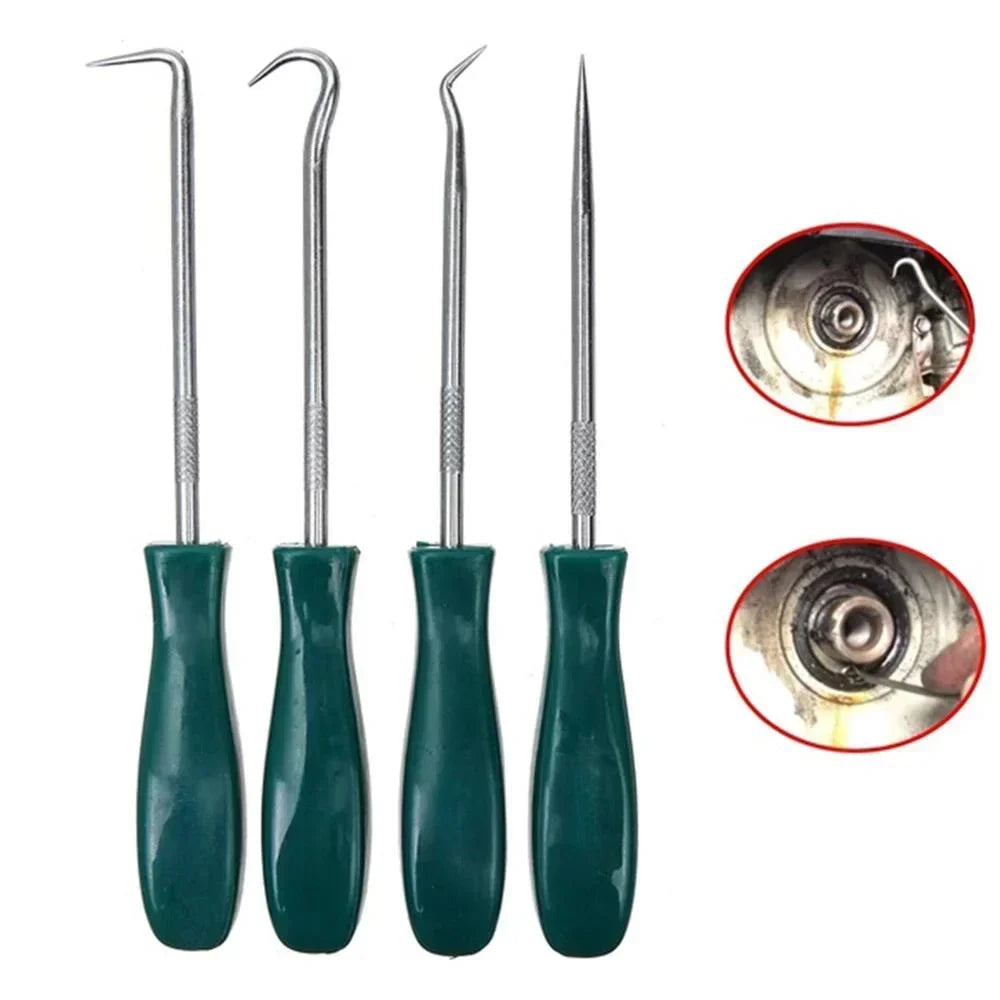 4-Piece Oil Seal Pick Hook Set 135mm (5.31 in) Valve Seal Removal Tools for Auto, Garage & Mechanics