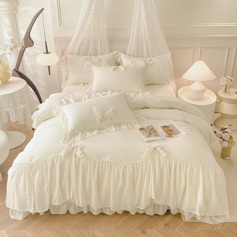 3-Piece Solid Twill Polyester Duvet Cover Set with 2 Pillowcases — Multiple Sizes (135x200 to 260x240 cm / 53x79 to 102x94 in) — White, Yellow, Pink, Purple