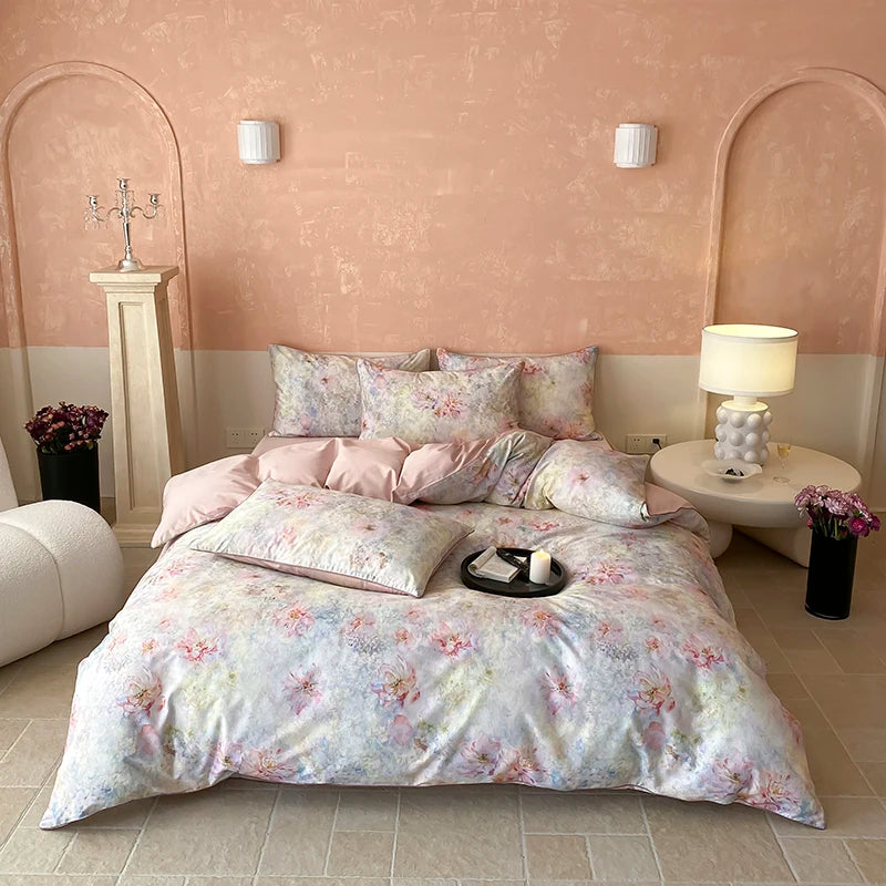 100% Egyptian Cotton 4-Piece Duvet Cover Bedding Set - Duvet Cover with Flat or Fitted Sheet & 2 Pillowcases (Double/Queen/King/AU)