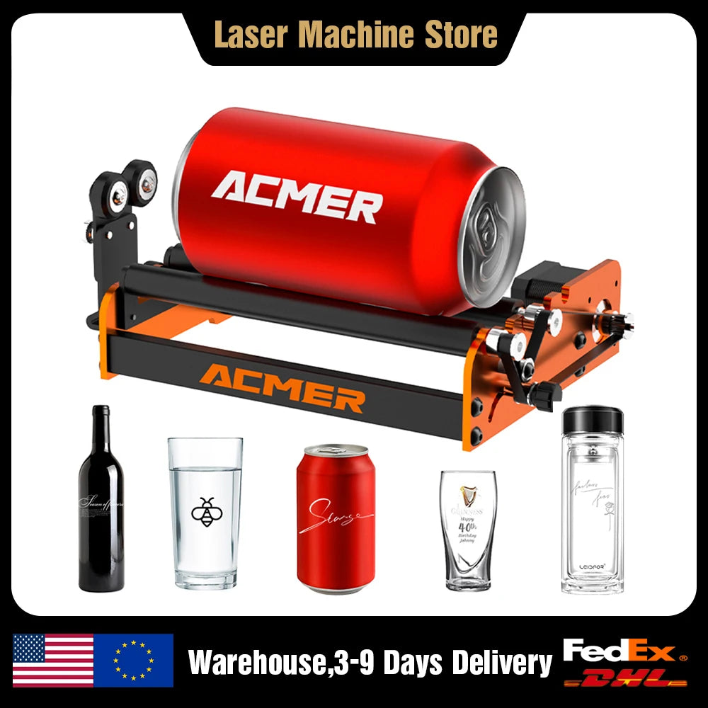 Y-Axis Height Adjustable Rotary Bracket for Laser Engravers - Rotary Shaft for Long Cylindrical Engraving