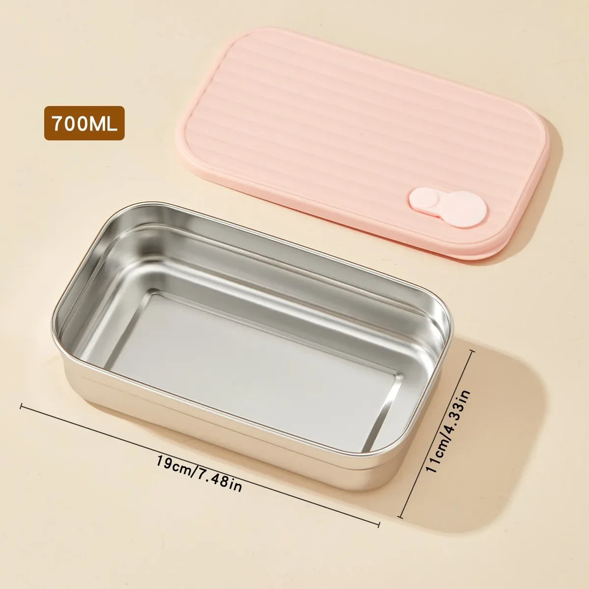 304 Stainless Steel Bento Box - Divided Airtight Lunch Box with Lid, Leakproof Meal Prep Container for Kids & Students