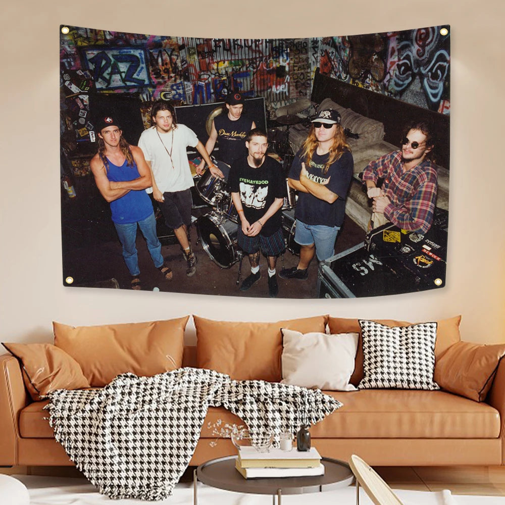 Acid Wash Polyester Tapestry with 4 Grommets - Colorful Tie-Dye Wall Hanging, Concert Banner & Table Cover