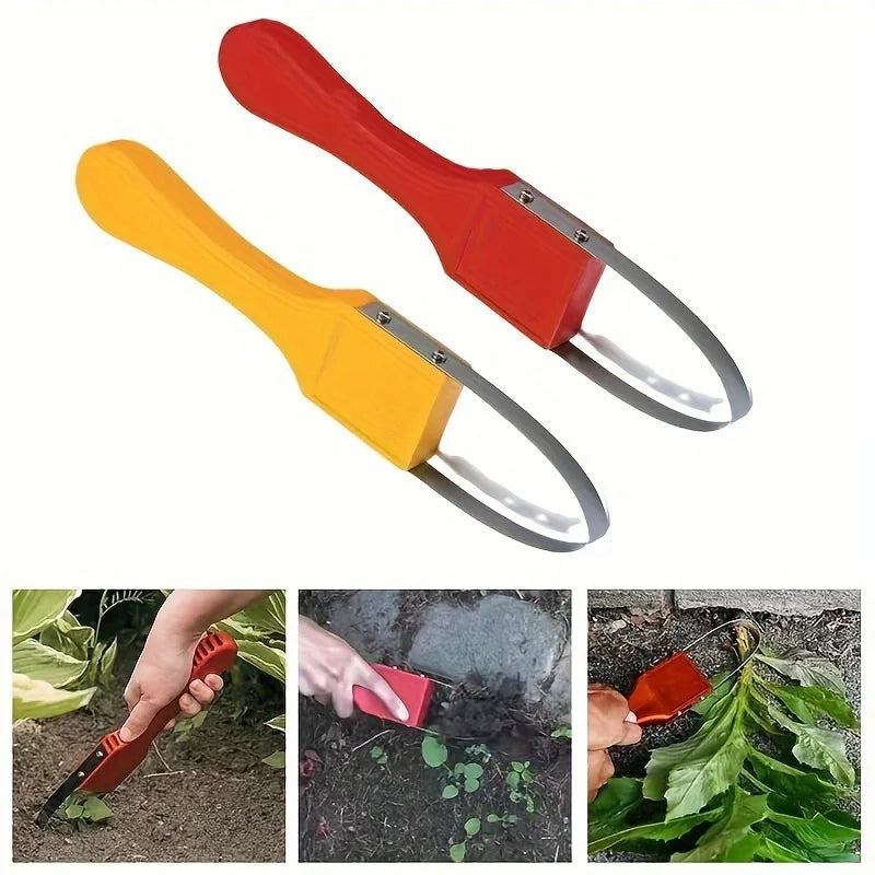 Hand Loop Weeder - Stainless Steel Weed Cutter with Plastic Handle for Lawn & Garden