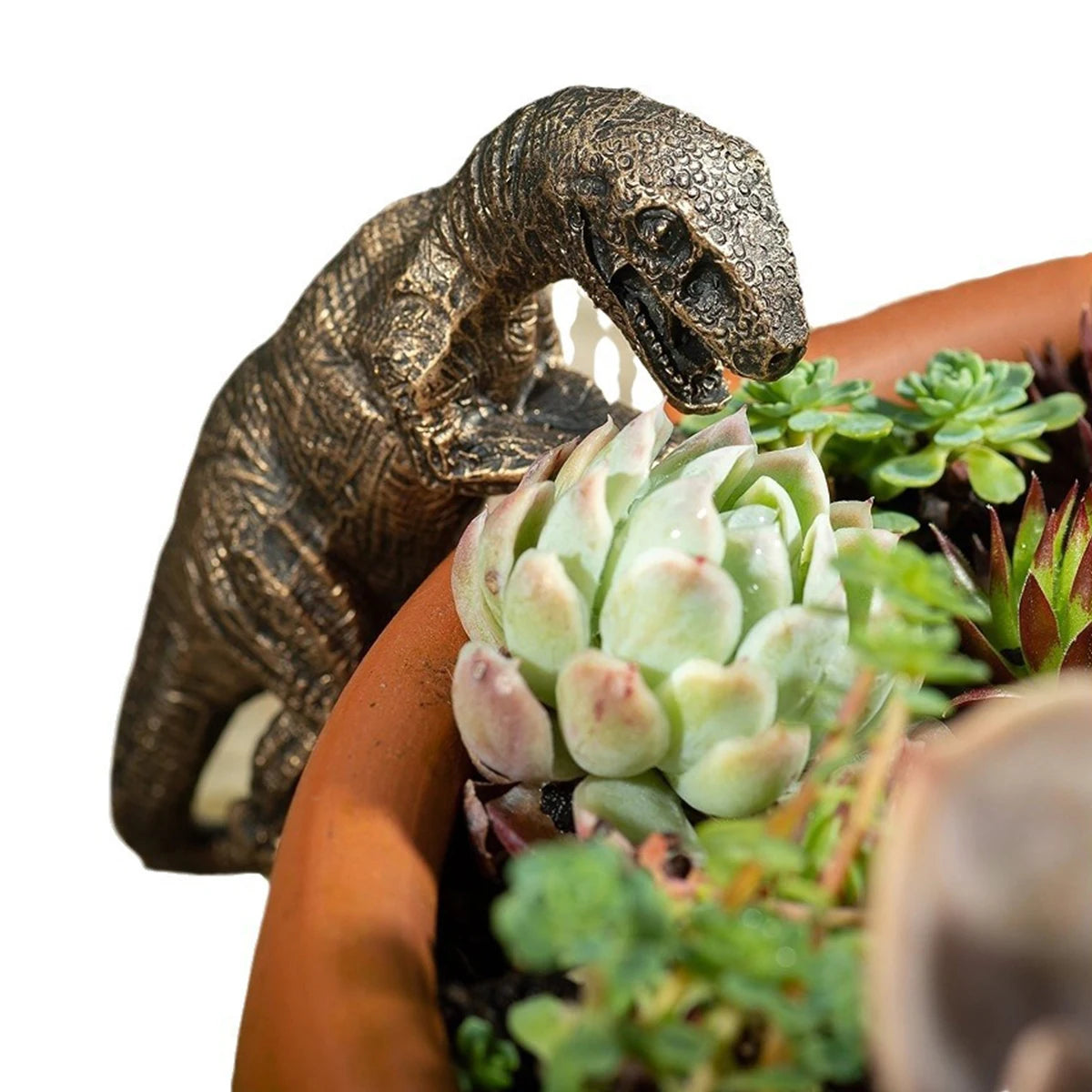 Resin Climbing Dinosaur Plant Pot Ornament, Mini Dinosaur Decoration for Flower Pots & Vases, Halloween Garden Accent