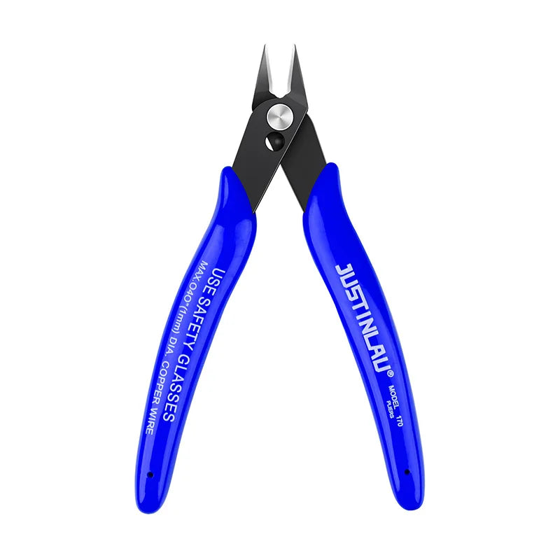 Diagonal Wire Cutters – Carbon Steel Flush Cutting Pliers, 45° Bent Spring-Loaded Nipper for Electronics & Jewelry