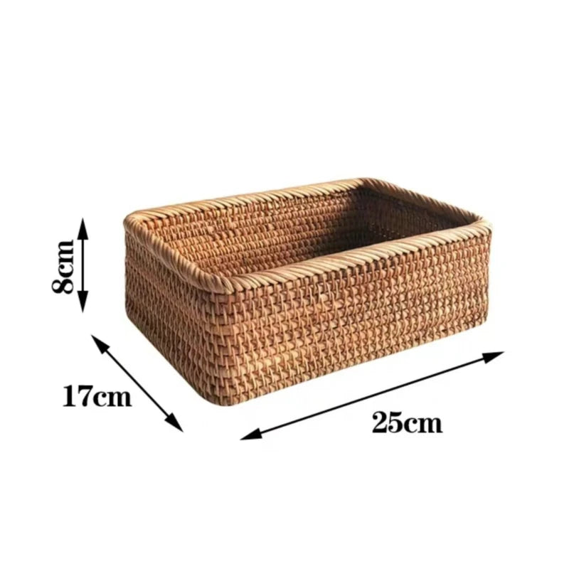 Handmade Rattan and Bamboo Nesting Storage Baskets – Woven Organizer for Home, Kitchen and Table