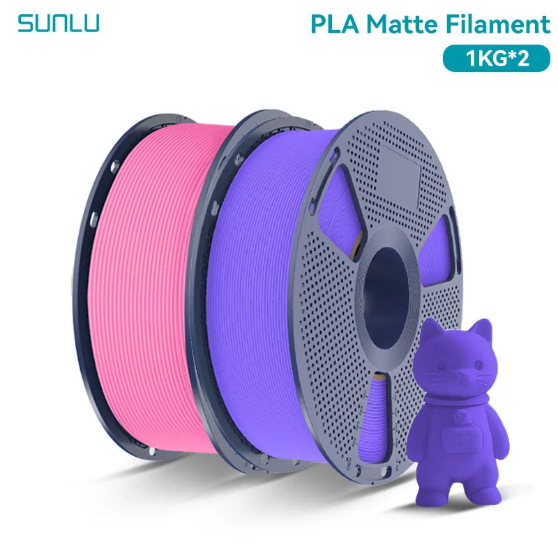 PLA Matte Filament 1.75mm 1kg Spool (2.2 lb) 2-Pack, Matte Finish Neatly Wound for FDM 3D Printers