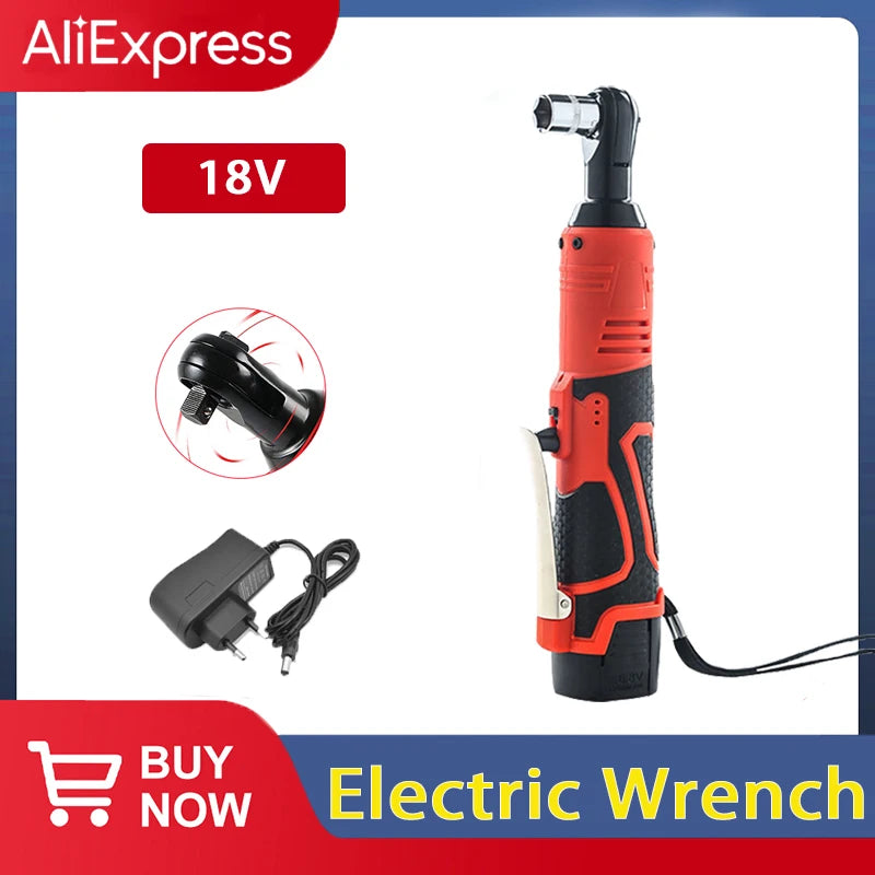 Cordless Right Angle Impact Wrench 3/8 in (9.5 mm) — 12V/18V Brushless Rechargeable Electric Ratchet Driver for Auto & DIY